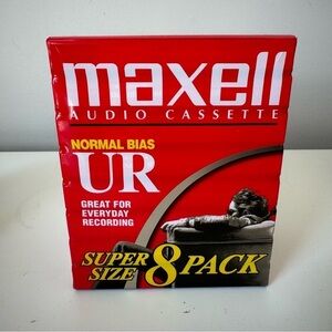 Maxell 8 Pack Sealed Blank Tapes Audio Cassette Normal Bias UR 60 Minutes